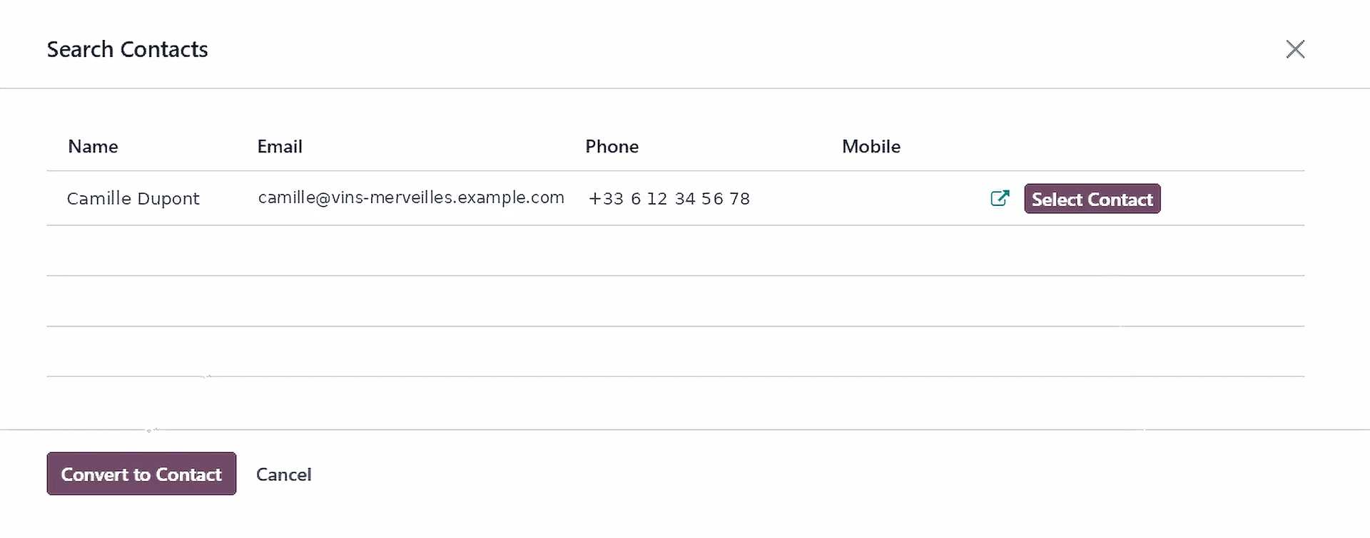 BizScan AI flagging and merging duplicate contacts in Odoo