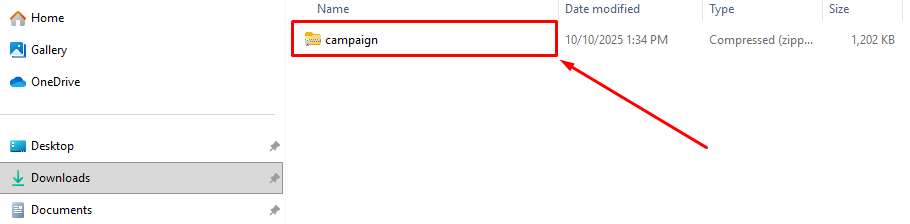 Télécharger le fichier du module de campagne