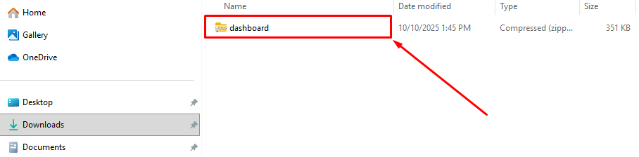 Téléchargez le fichier du module Dashboard