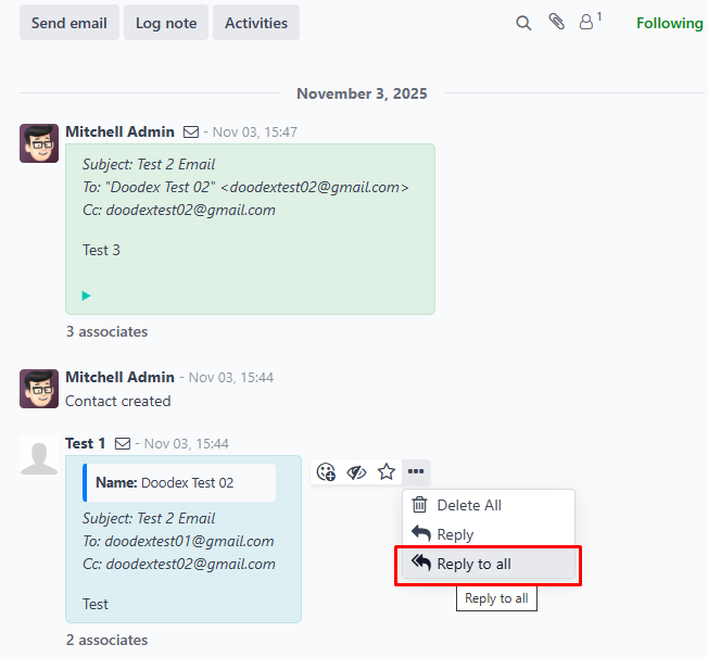 Reply All directly from the Chatter in Odoo