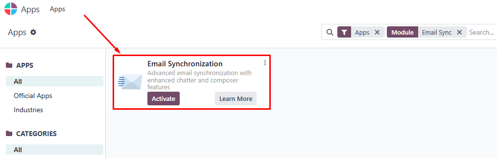 Quand l'application Email apparaît, cliquez sur Activer.