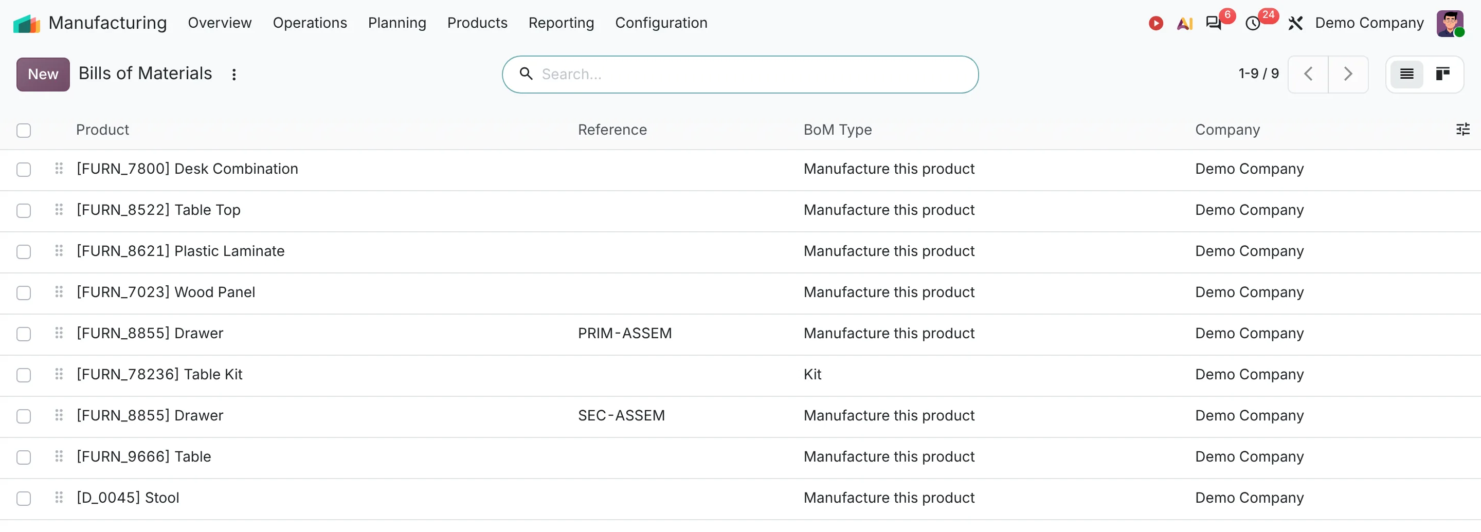 Odoo Fabrikasi - Bill of Materials untuk produk furniture