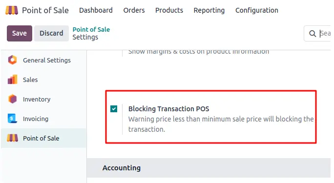 POS ORDER CONFIG