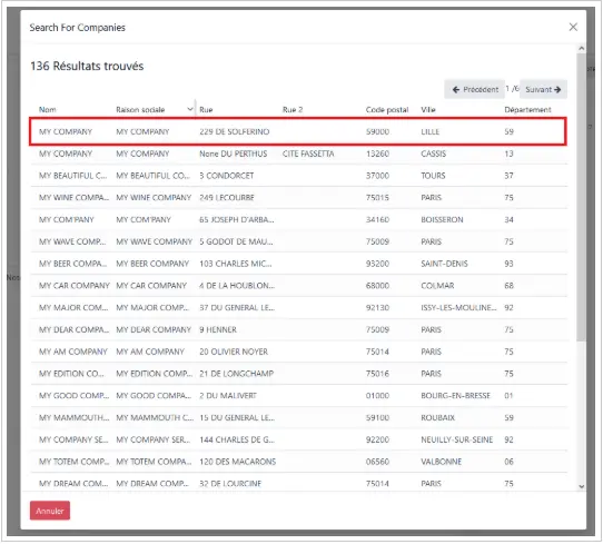 Search for Companies